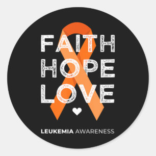 Adesivo Redondo Faith Hope ama Laranja Fita Leucemia Aw