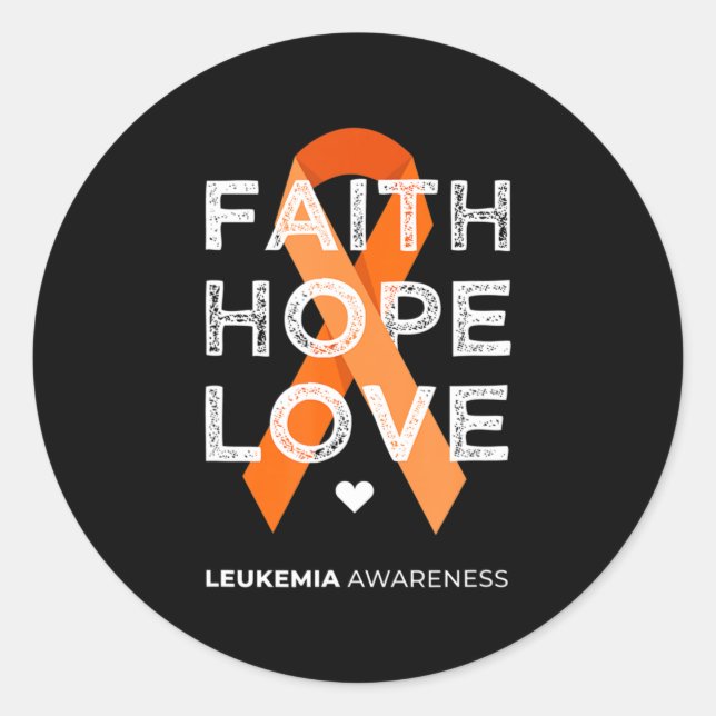Adesivo Redondo Faith Hope ama Laranja Fita Leucemia Aw (Frente)