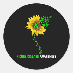 Adesivo Redondo Faith Hope Cure Kidney Doença de Girassol Quebra-c