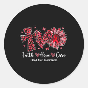 Adesivo Redondo Faith Hope Cure Sunflower Leopardo Sangue Clot