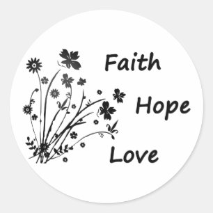 Adesivo Redondo Faith Hope e Love Square Sticker
