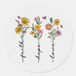 Adesivo Redondo Faith-Hope-Love