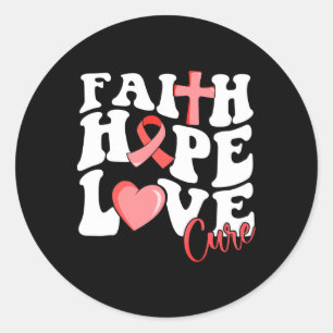 Adesivo Redondo Faith Hope Love Cure Burgundy Friso Célula Falsifo