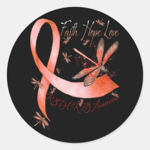 Adesivo Redondo Faith Hope Love Dragonfly Rsd Crps Consciência
