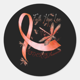 Adesivo Redondo Faith Hope Love Dragonfly Rsd Crps Consciência