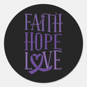 Adesivo Redondo Faith Hope Love - Fibromialgia Apoio à Consciência