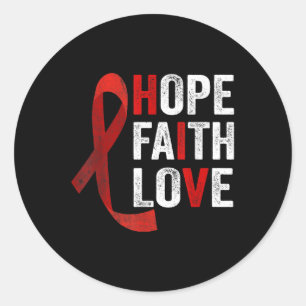 Adesivo Redondo Faith Hope Love - Hiv World Aids Day Consciência