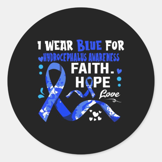 Adesivo Redondo Faith Hope Love I Veste Blue For Hydrocephalus Awa (Frente)
