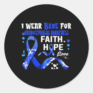 Adesivo Redondo Faith Hope Love I Veste Blue For Hydrocephalus Awa