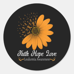 Adesivo Redondo Faith Hope Love Orange Ribbon Sanguage Support