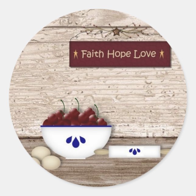Adesivo Redondo Faith Hope Love Sticker (Frente)
