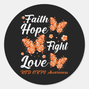 Adesivo Redondo Faith Hope luta pelo amor pelo Rsd Crps consciênci
