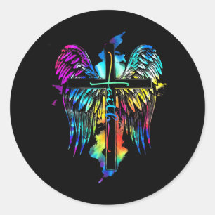 Adesivo Redondo Faith Jesus Wings Cristo cruza imagem religiosa