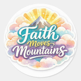 Adesivo Redondo "Faith Moves Mountains Sticker Design"