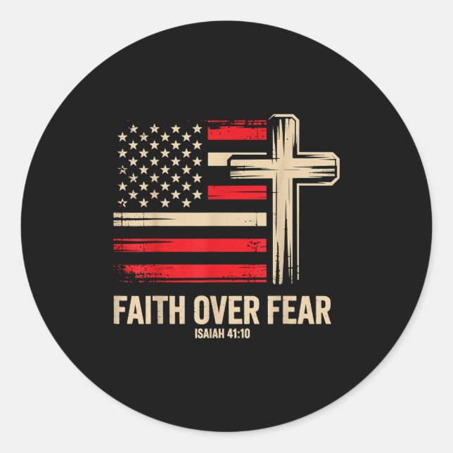 Adesivo Redondo Faith Over Fear American Flag  (Frente)