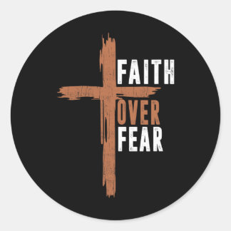 Adesivo Redondo Faith Over Fear Christ Christian-shirt Cross Easte