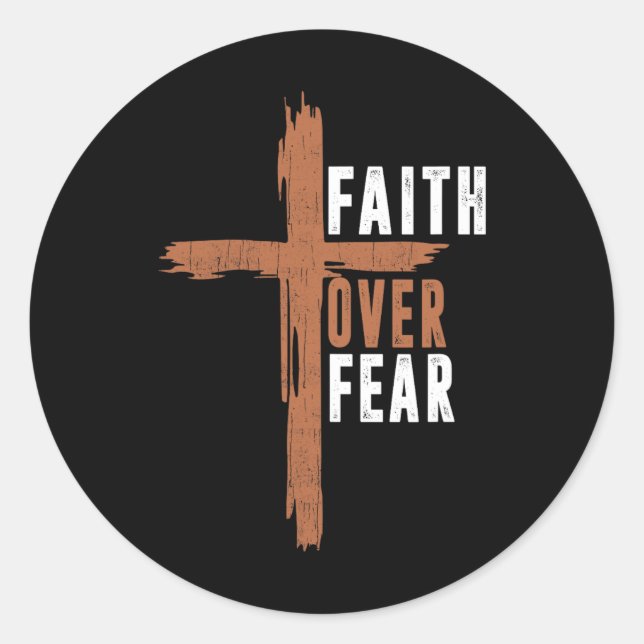 Adesivo Redondo Faith Over Fear Christ Christian-shirt Cross Easte (Frente)