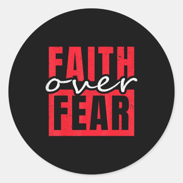 Adesivo Redondo Faith Over Fear Christian Men Women  (Frente)