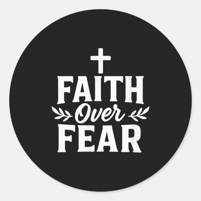 Adesivo Redondo Faith Over Fear Christian Motivational Bible Verse (Frente)