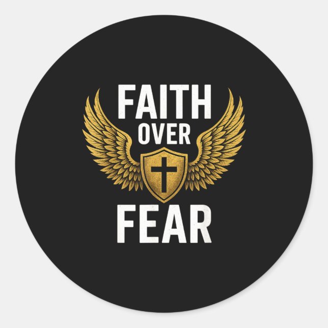 Adesivo Redondo Faith Over Fear Gold  (Frente)