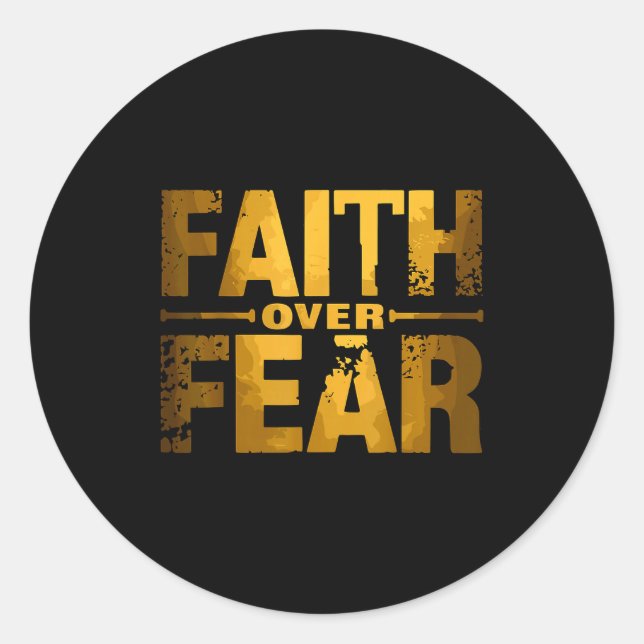 Adesivo Redondo Faith Over Fear Insrational Christian Quote  (Frente)