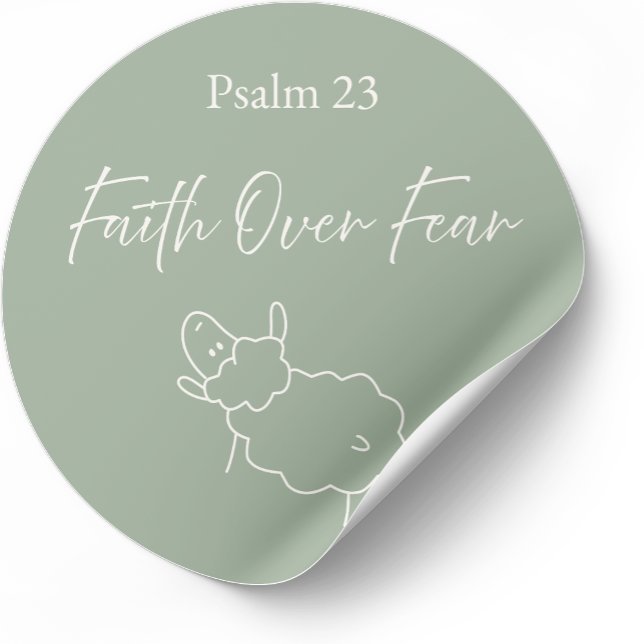Adesivo Redondo Faith Over Fear Psalm 23 Christian Sticker (Criador carregado)