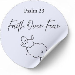 Adesivo Redondo Faith Over Fear Psalm 23 Christian Sticker 