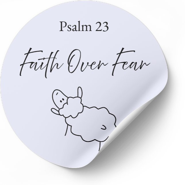 Adesivo Redondo Faith Over Fear Psalm 23 Christian Sticker  (Criador carregado)