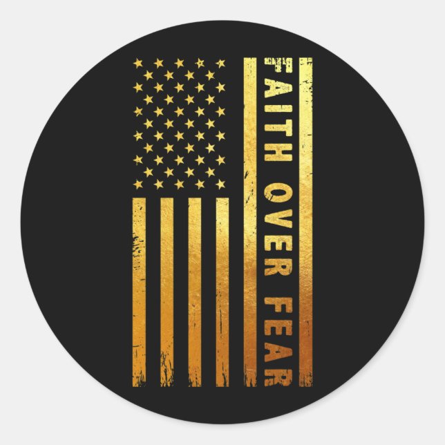 Adesivo Redondo Faith Over Fears Cool Christian Cross American (Frente)