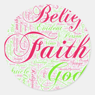 Adesivo Redondo Faith Word Art Red and Green