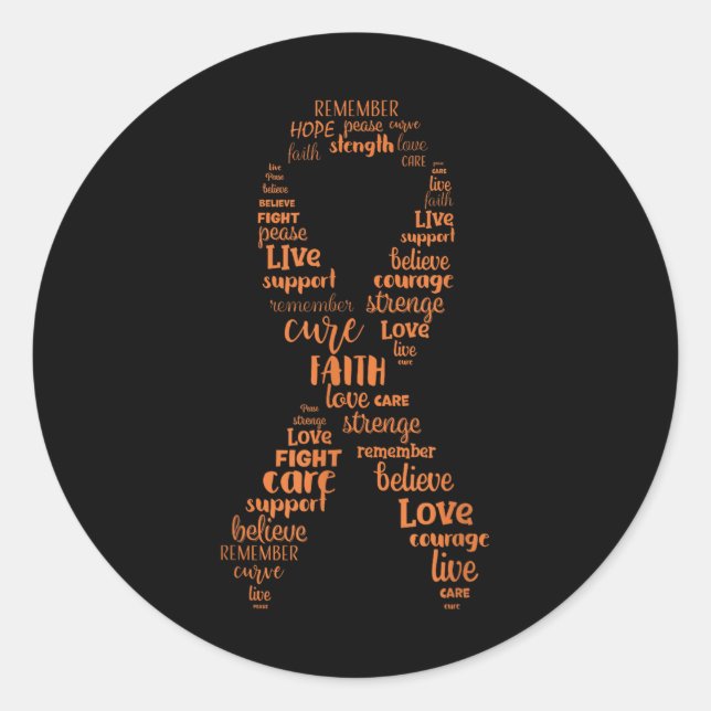 Adesivo Redondo Faixa cancer de rim Laranja (Frente)