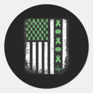 Adesivo Redondo faixa verde da bandeira americana conscientização