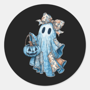 Adesivo Redondo Fal Floral de Coquetes Floral do Fantasma Boo