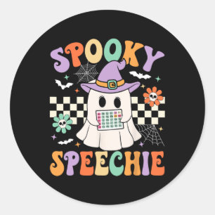 Adesivo Redondo Fala Spookhie Terapia de Fala Retroativa Halloween