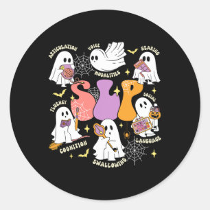 Adesivo Redondo Fala Terapêutica Spooky Slp Halloween Cute Ghost