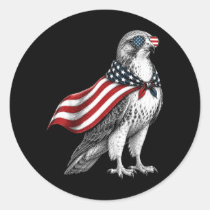 Adesivo Redondo Falcão 4 De Julho Bandeira Americana Pássaro Patri