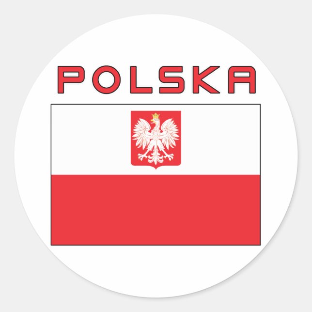 Adesivo Redondo Falcão Polonês - Bandeira Com Polska (Frente)