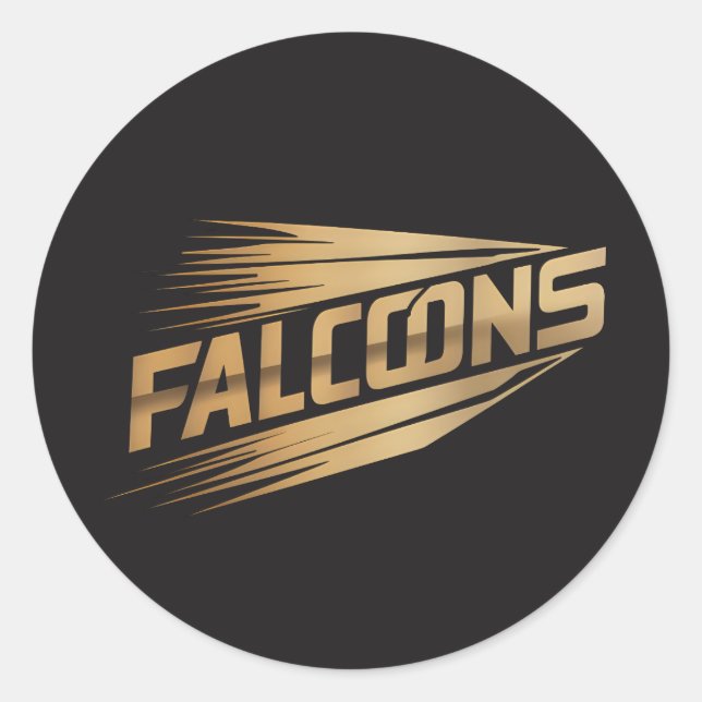 Adesivo Redondo Falcons Golden Speed Typography Design (Frente)
