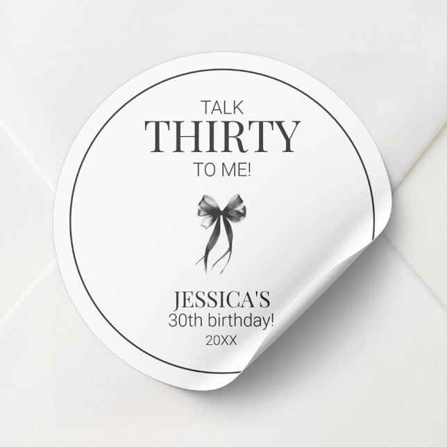 Adesivo Redondo Fale 30 para mim, simples aniversário de 30 anos e (Talk Thirty to Me Simple Elegant 30th Birthday Classic Round Sticker)