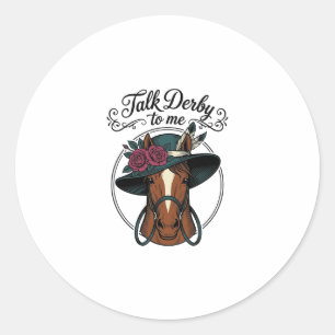 Adesivo Redondo Fale Derby Comigo Design de Chapéu de Cavalo Vinta