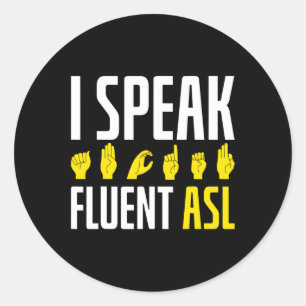 Adesivo Redondo Fale Fluente Asl Divertido Surdo