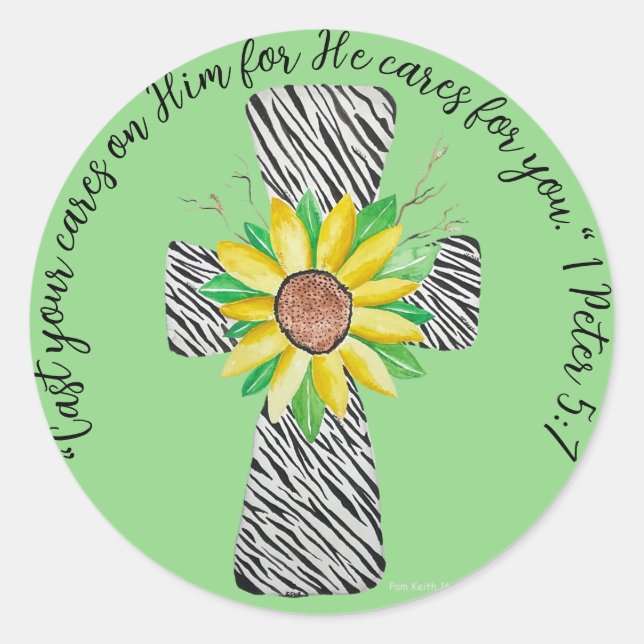 Adesivo Redondo Fale Jesus Zebra - Cruz Impressa (Frente)