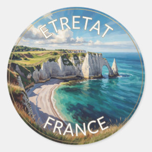 Adesivo Redondo Falésias de Étretat França Arco Costeiro