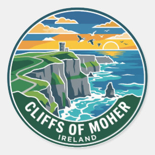 Adesivo Redondo Falésias de Moher Irlanda