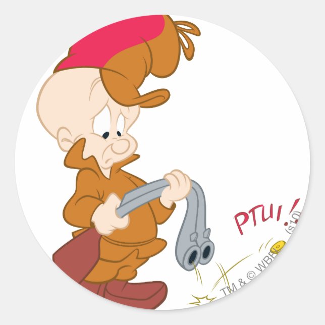 Adesivo Redondo Falha de arma da ELMER FUDD™ (Frente)