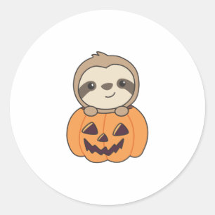 Adesivo Redondo Falhas Em Pumpkin Em Suas Lúteras Para O Halloween