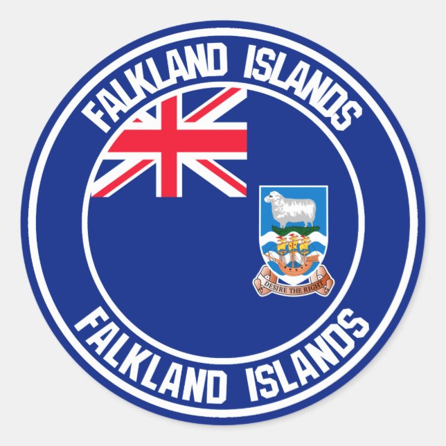 Adesivo Redondo Falkland Islands Round Emblem (Frente)