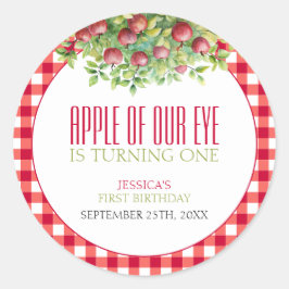 Adesivo Redondo Fall Apple of Our Eye First Birday