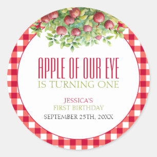 Adesivo Redondo Fall Apple of Our Eye First Birday