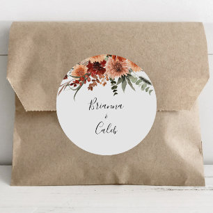 Adesivo Redondo Fall Botânica Boho Fall Floral Envelope Seals